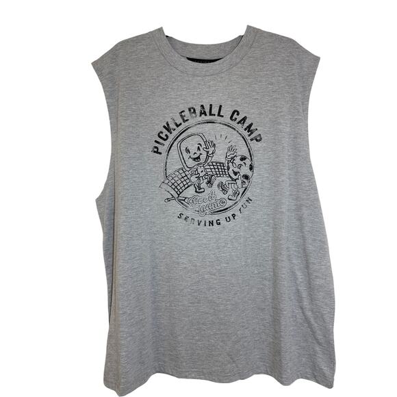 NWT Men's J Walker L Pickle Ball Camp, Serving up Fun, Gray Sleeveless T-shirt - Picture 1 of 5